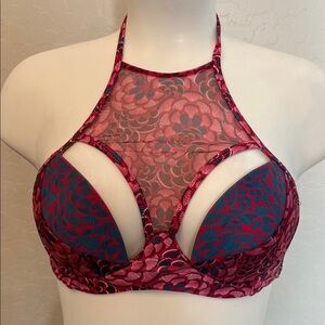 Andrea Iyamah Pink and Blue Floral Swim Bra